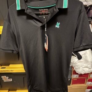 Psycho Bunny Black Polo with Green Accents